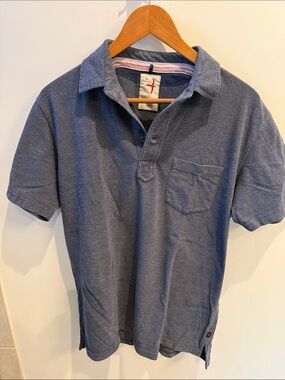 RELWEN Men's Heather Navy Short-Sleeve Polo with Chest Pocket